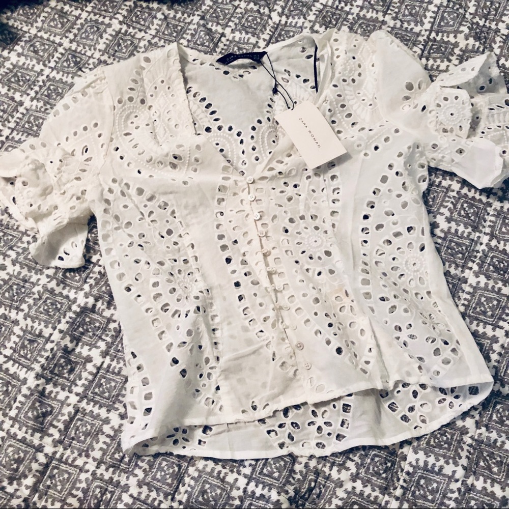 Zara white lace top